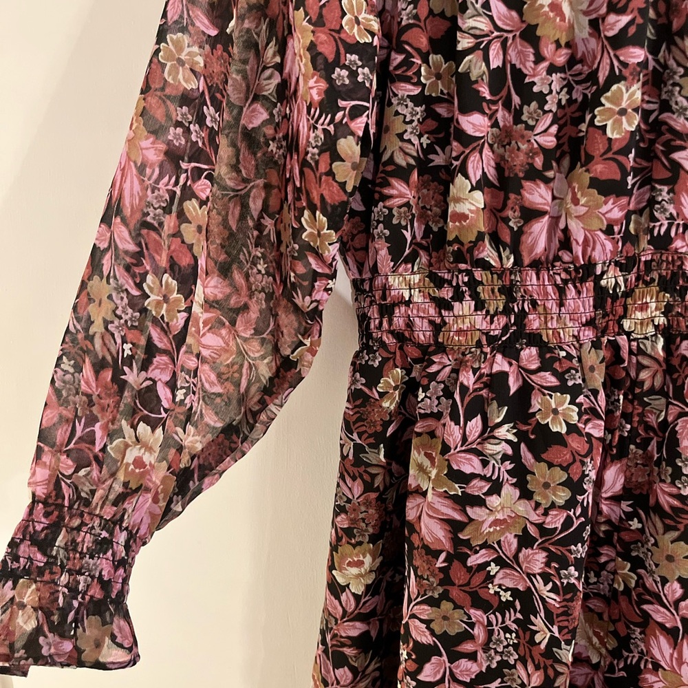 Mango smocked waist floral dress